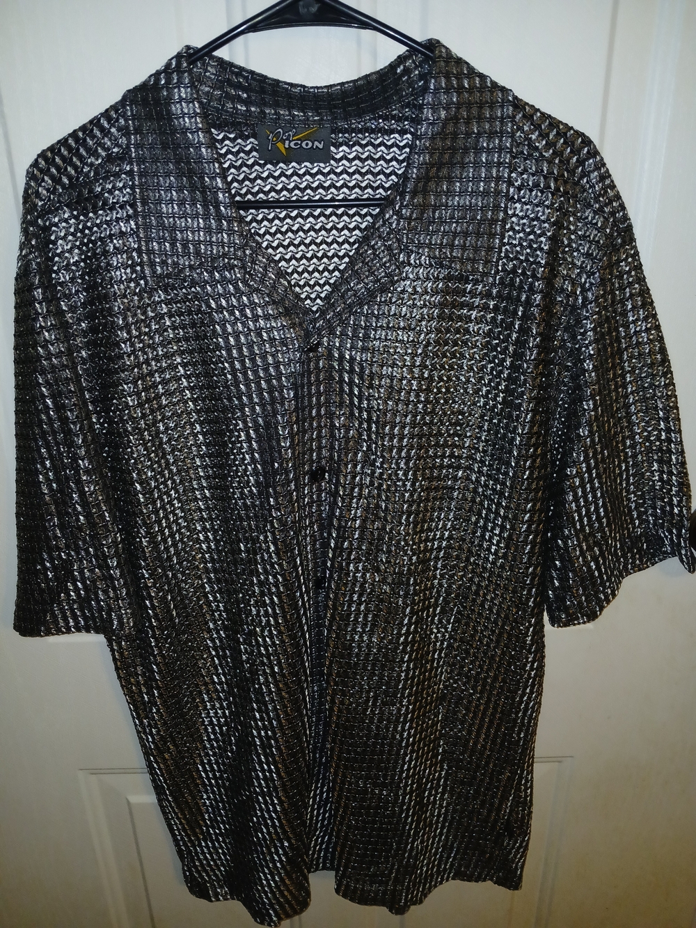 Y2K Silver Metallic Mesh Button Up Shirt | Pop Icon Rave Clubwear